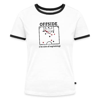 Fussballer Abseitsregel Abseits Fussballspiel - Frauen Kontrast-T-Shirt - Weiß/Schwarz - Vorne - Selfina (174cm)