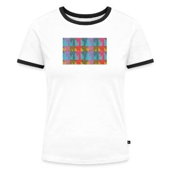 Avantgarde Rosso Sondermodell 190 - Frauen Kontrast-T-Shirt - Weiß/Schwarz - Vorne - Selfina (174cm)