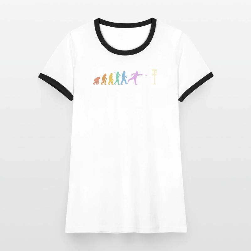 Discgolf Evolution Disc Golf Discgolfer Frauen Kontrast-T-Shirt