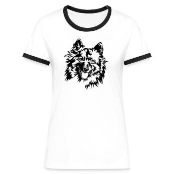 Tête de loup - T-shirt contrasté Femme - blanc/noir - Devant - Selfina (174cm)