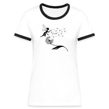 Feenflug-Silhouette mit Staub - Frauen Kontrast-T-Shirt - Weiß/Schwarz - Vorne - Selfina (174cm)