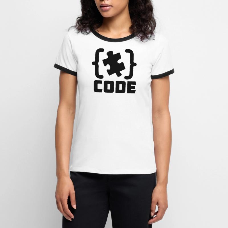 programmer Code puzzle piece solving Women's Ringer T-Shirt