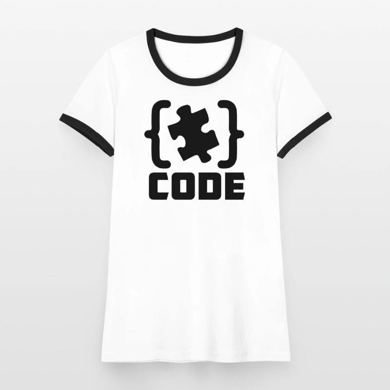 programmer Code puzzle piece solving Women's Ringer T-Shirt