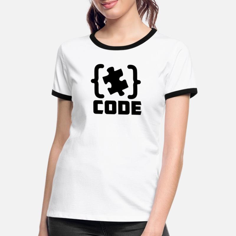 programmer Code puzzle piece solving Women's Ringer T-Shirt