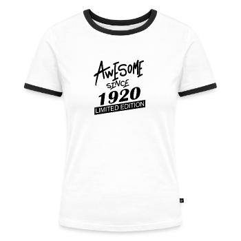 1920 - Jahrgang 1920 - Frauen Kontrast-T-Shirt - Weiß/Schwarz - Vorne - Selfina (174cm)