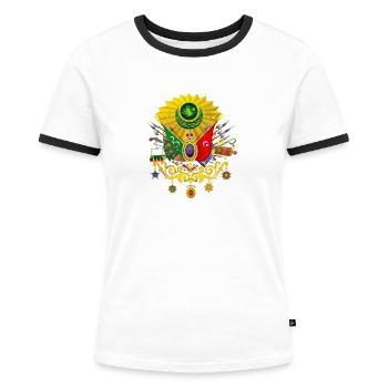 Empire ottoman - Osmanli Armasi - Tura Turk - T-shirt contrasté Femme - blanc/noir - Devant - Selfina (174cm)