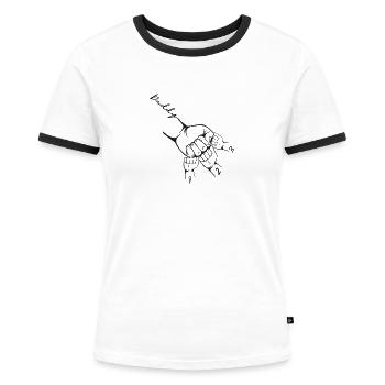 Vater Sohn, der 3 Kinder -Faust -Schub -Outfits - Frauen Kontrast-T-Shirt - Weiß/Schwarz - Vorne - Selfina (174cm)