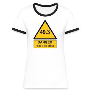49.3 danger - T-shirt contrasté Femme - blanc/noir - Devant - Selfina (174cm)