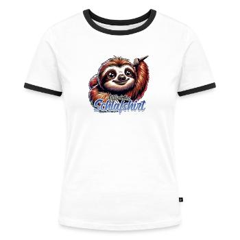 Offizielles Schlafshirt - Frauen Kontrast-T-Shirt - Weiß/Schwarz - Vorne - Selfina (174cm)