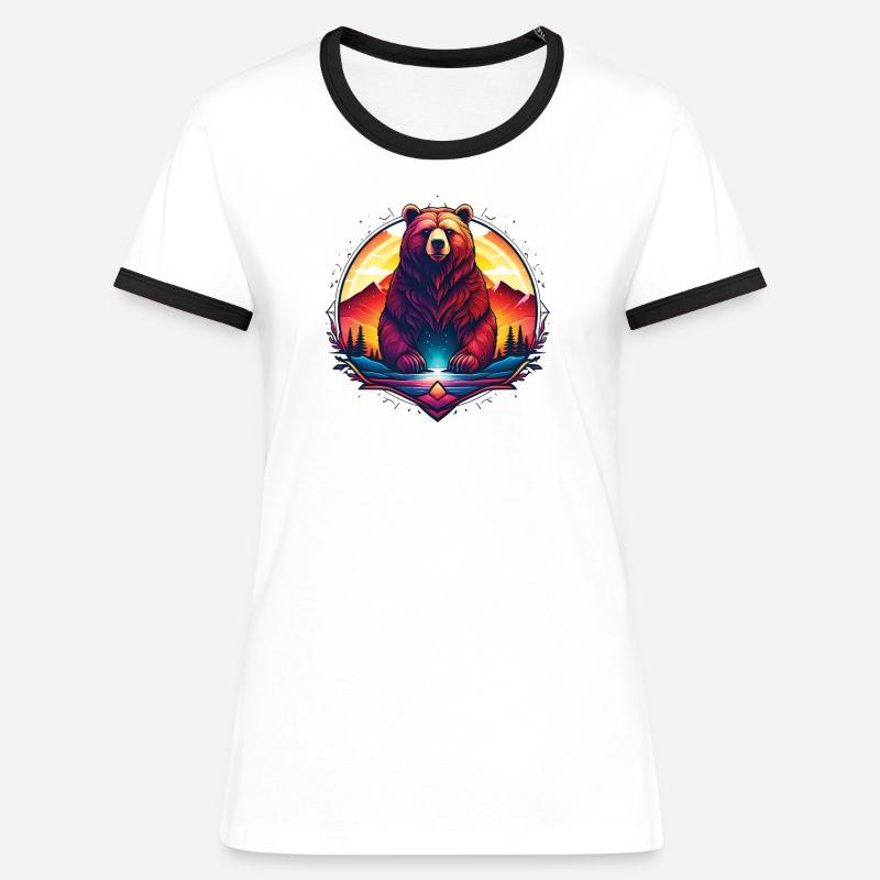Bear_01 - Women's Ringer T-Shirt - white/black