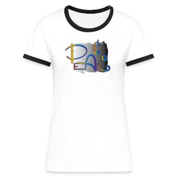 Peace Frieden - Frauen Kontrast-T-Shirt - Weiß/Schwarz - Vorne - Selfina (174cm)