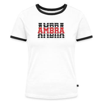 t-shirt ambre t-shirt idée cadeau texte empilé - T-shirt contrasté Femme - blanc/noir - Devant - Selfina (174cm)