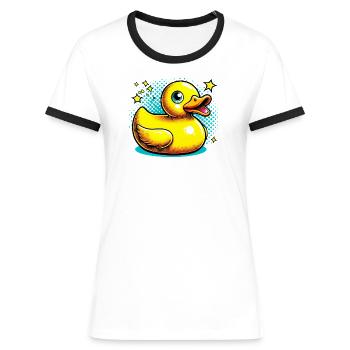 Entenküken Ente Ente - Frauen Kontrast-T-Shirt - Weiß/Schwarz - Vorne - Selfina (174cm)