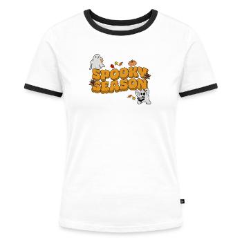 halloween spooky season - Frauen Kontrast-T-Shirt - Weiß/Schwarz - Vorne - Selfina (174cm)