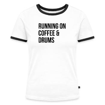Drum - Women's Ringer T-Shirt - white/black - Front - Selfina (174cm)