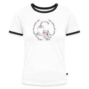 Pink Pup Blindfold Charm - Women's Ringer T-Shirt - white/black - Front - Selfina (174cm)
