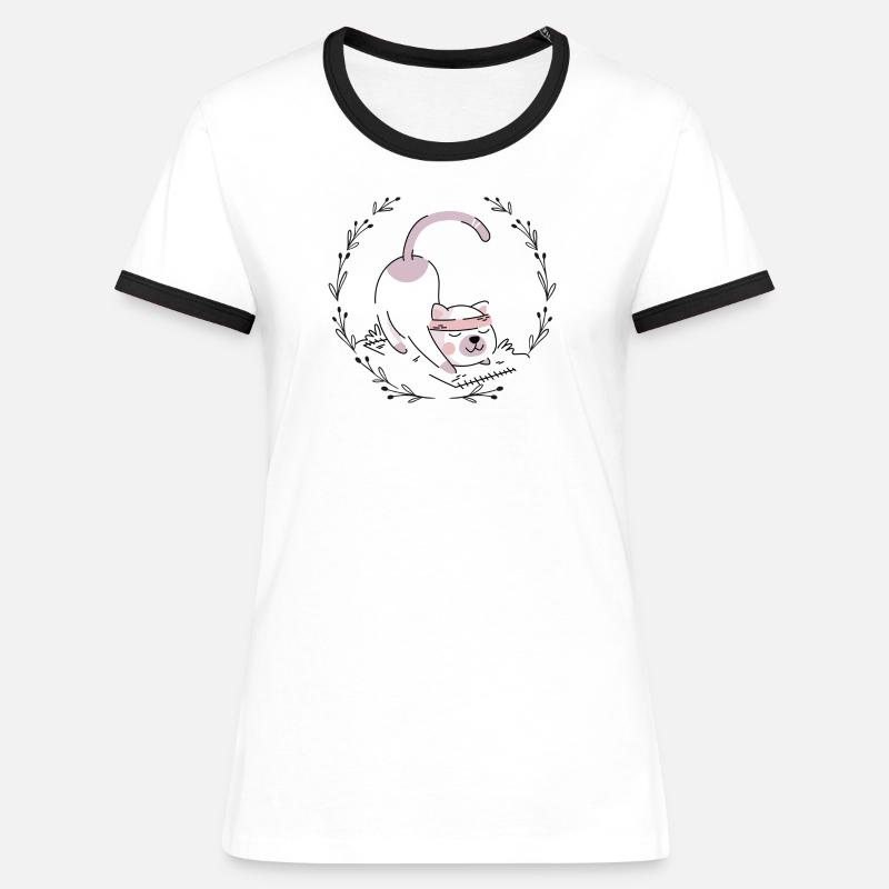 Pink Pup Blindfold Charm - Women's Ringer T-Shirt - white/black