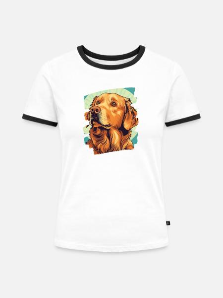 Golden Retriever - Frauen Kontrast-T-Shirt - Weiß/Schwarz