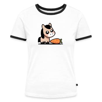 Horse with carrot - Women's Ringer T-Shirt - white/black - Front - Selfina (174cm)
