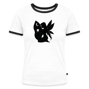 Mondnacht Fee Silhouette - Frauen Kontrast-T-Shirt - Weiß/Schwarz - Vorne - Selfina (174cm)