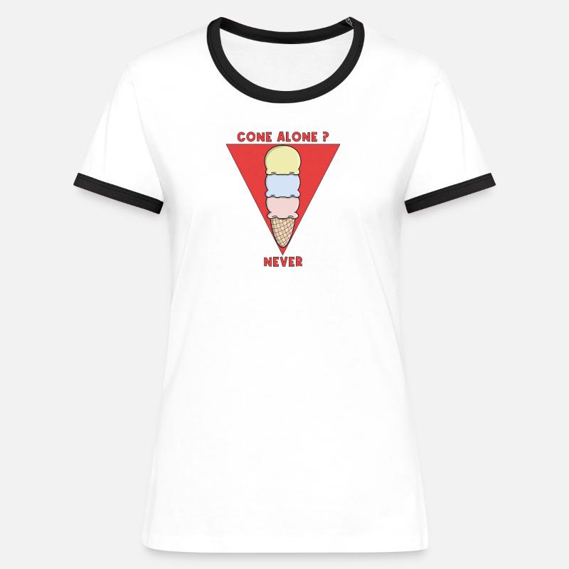 Cone alone? Never - Women's Ringer T-Shirt - white/black