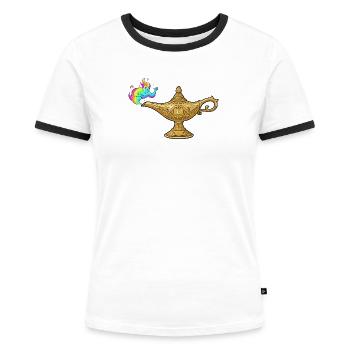 Geist aus der Wunderlampe - Frauen Kontrast-T-Shirt - Weiß/Schwarz - Vorne - Selfina (174cm)