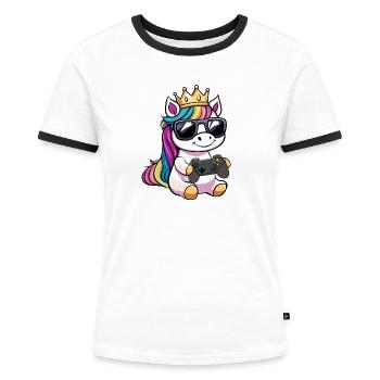 Manette Licorne - T-shirt contrasté Femme - blanc/noir - Devant - Selfina (174cm)
