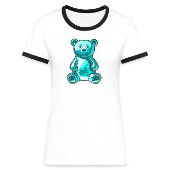 Gummibär Türkis - Frauen Kontrast-T-Shirt - Weiß/Schwarz - Vorne - Selfina (174cm)