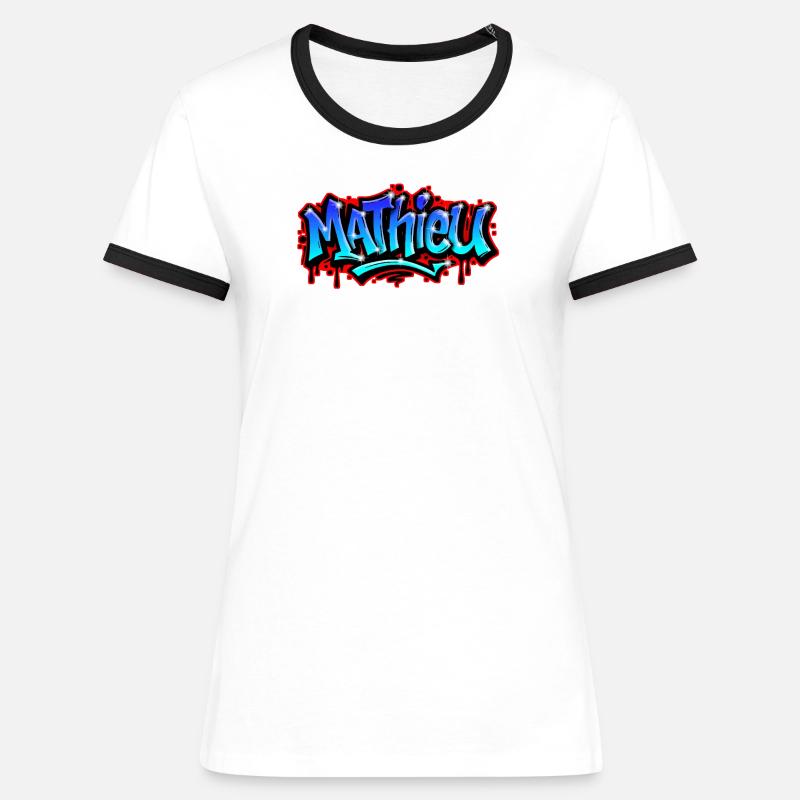 Mathieu Graffitiprintable name Urban Blue - Women's Ringer T-Shirt - white/black