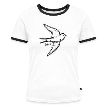 Freier Vogel - Frauen Kontrast-T-Shirt - Weiß/Schwarz - Vorne - Selfina (174cm)