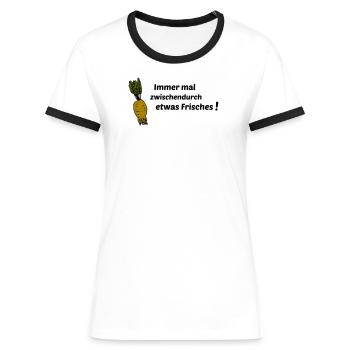 Toujours quelque chose de frais - T-shirt contrasté Femme - blanc/noir - Devant - Selfina (174cm)