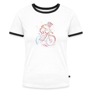 Mountainbike MTB Downhill Freeride - Frauen Kontrast-T-Shirt - Weiß/Schwarz - Vorne - Selfina (174cm)