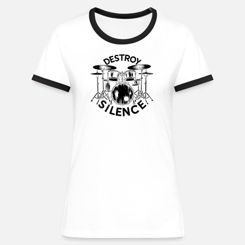 Destroy Silence Drummer - Women's Ringer T-Shirt - white/black