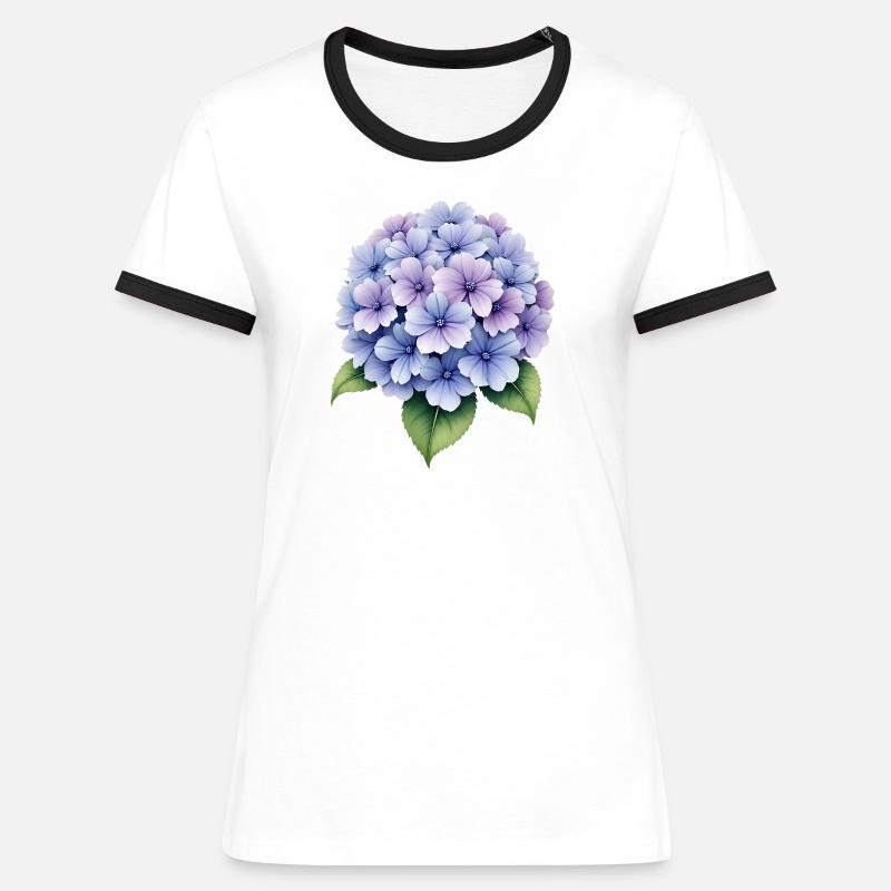 Hydrangea Flower - Women's Ringer T-Shirt - white/black
