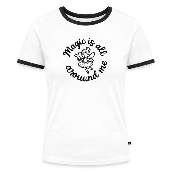 Fée - T-shirt contrasté Femme - blanc/noir - Devant - Selfina (174cm)
