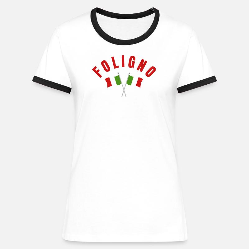 Foligno Italian Flags Crest - Women's Ringer T-Shirt - white/black