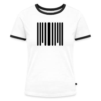 code barre - T-shirt contrasté Femme - blanc/noir - Devant - Selfina (174cm)