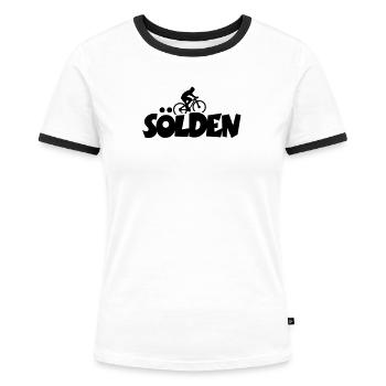 Sölden Mountainbike - Frauen Kontrast-T-Shirt - Weiß/Schwarz - Vorne - Selfina (174cm)