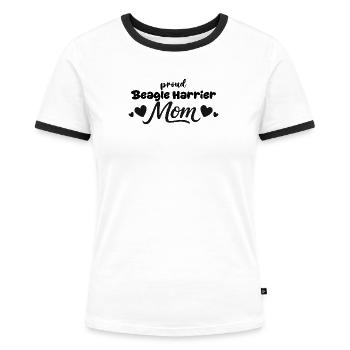 Fière mère de Busard Rapet, Busard Beagle - T-shirt contrasté Femme - blanc/noir - Devant - Selfina (174cm)