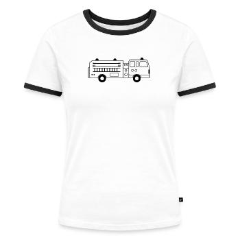 Camion de pompiers - T-shirt contrasté Femme - blanc/noir - Devant - Selfina (174cm)