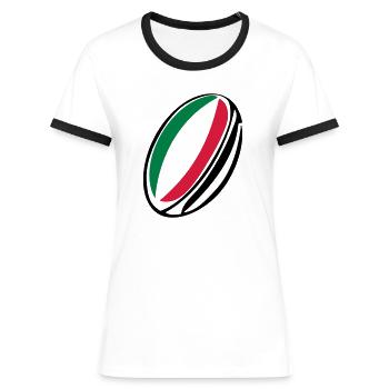 italy rugby ball - Women's Ringer T-Shirt - white/black - Front - Selfina (174cm)