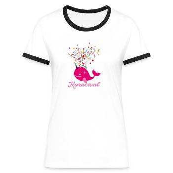karnewal,wal,konfetti,karneval,walfisch - Frauen Kontrast-T-Shirt - Weiß/Schwarz - Vorne - Selfina (174cm)