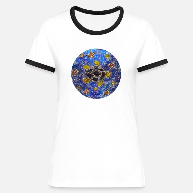 Modified blue cd turtle 1 - Women's Ringer T-Shirt - white/black