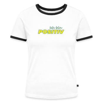 POSITIF - T-shirt contrasté Femme - blanc/noir - Devant - Selfina (174cm)