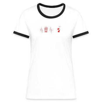 Popcorn Heartbeat - Frauen Kontrast-T-Shirt - Weiß/Schwarz - Vorne - Selfina (174cm)