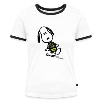 Peanut Snoopy Halloween X-Ray Röntgenbild - Frauen Kontrast-T-Shirt - Weiß/Schwarz - Vorne - Selfina (174cm)