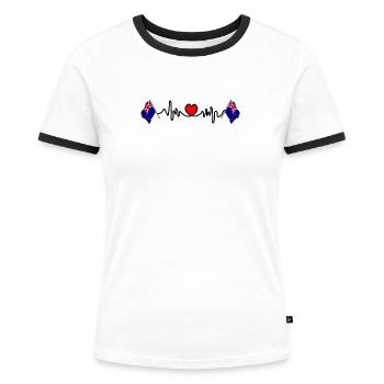 Fréquence cardiaque en Nouvelle-Zélande - T-shirt contrasté Femme - blanc/noir - Devant - Selfina (174cm)