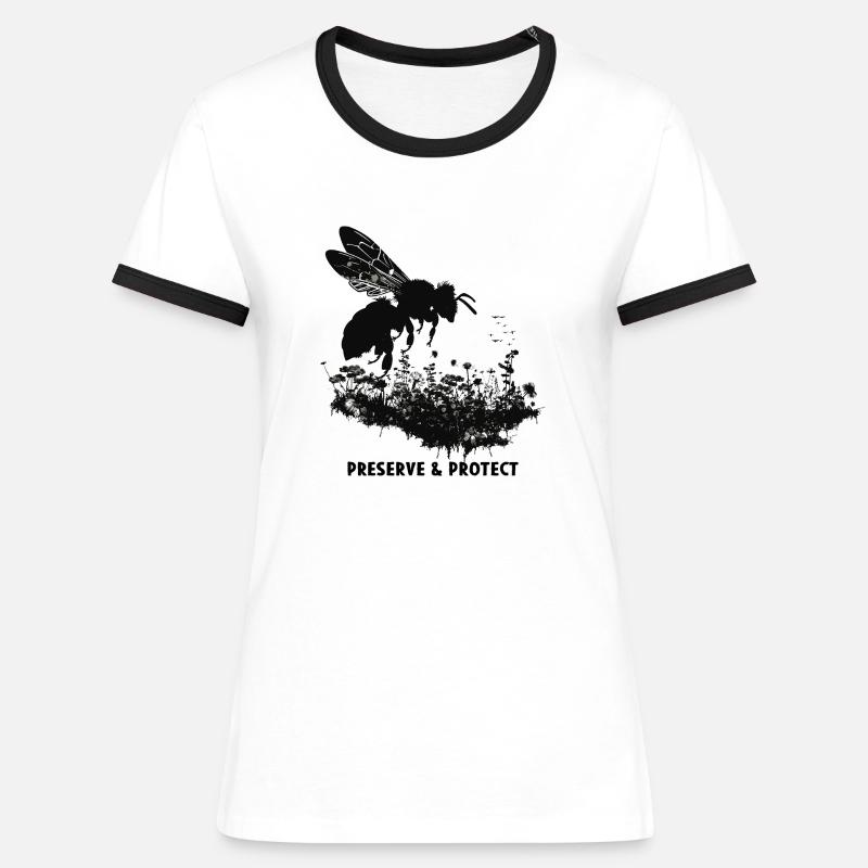 Conservare e proteggere le api api  api fiori - Maglietta Contrast da donna - bianco/nero