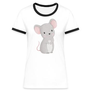 Maus - Frauen Kontrast-T-Shirt - Weiß/Schwarz - Vorne - Selfina (174cm)