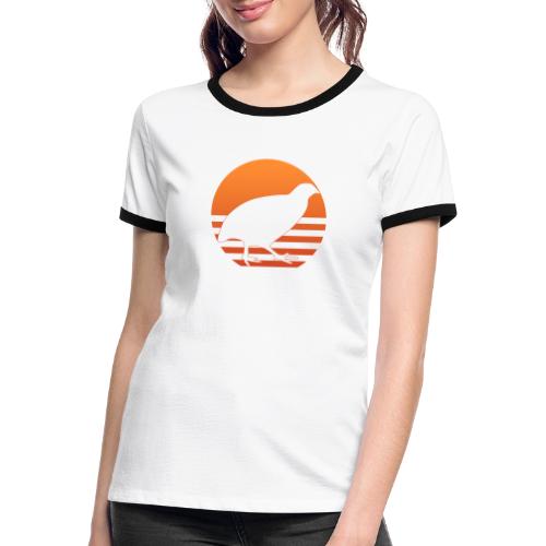 Retro Wachtel Geschenkidee Design Wachteln Logo - Frauen Kontrast-T-Shirt